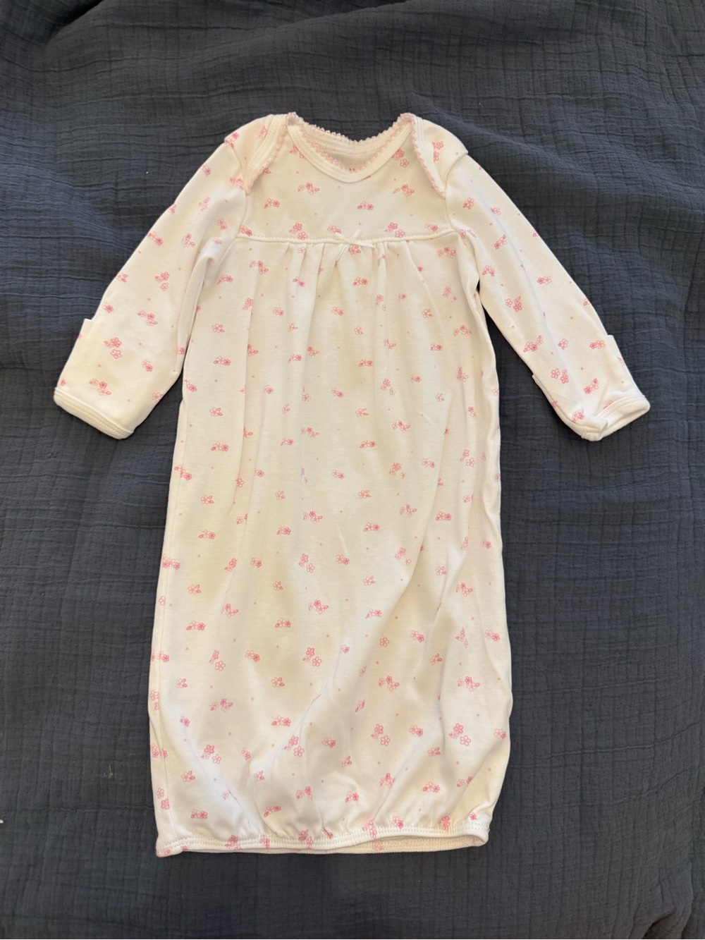 Little Me Cream Sleep Gown with Pink Floral Print
